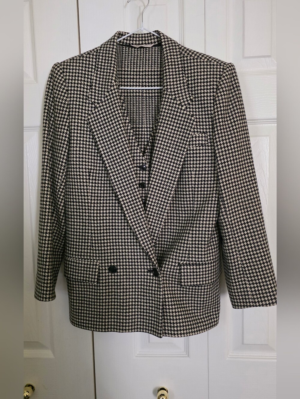 Vintage Liz Claiborne Wool Houndstooth Blazer & Matching Button-up Vest Set 6/8